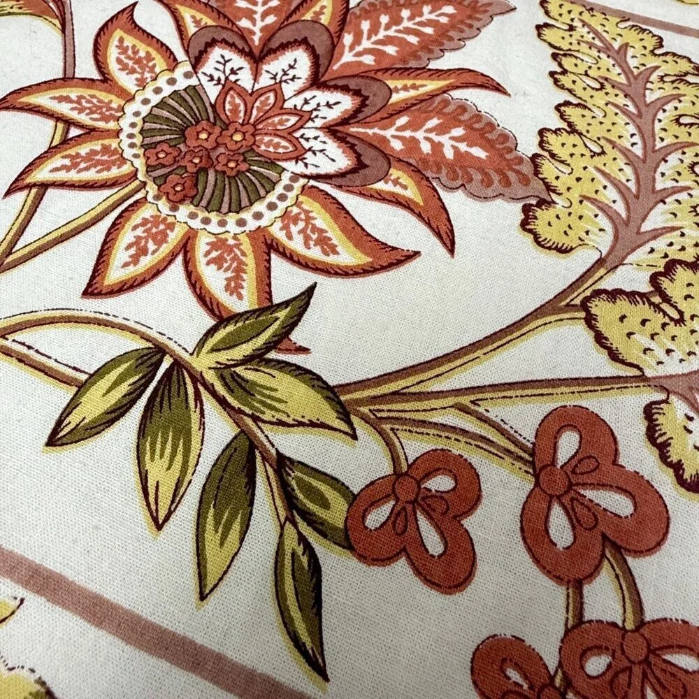 Autumn Floral Placemats Set of 3 Cloth Fabric Rust Cream
